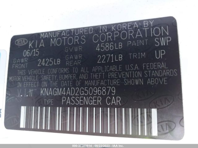 KNAGM4AD2G5096879 KIA OPTIMA HYBRID
