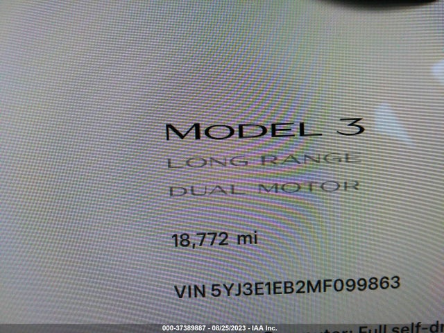 Tesla Model 3 Long Range 2021 5YJ3E1EB2MF099863 Image 7