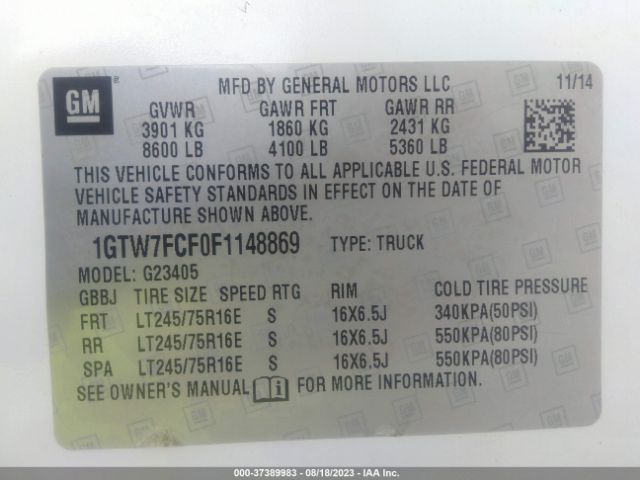 1GTW7FCF0F1148869 GMC SAVANA CARGO VAN