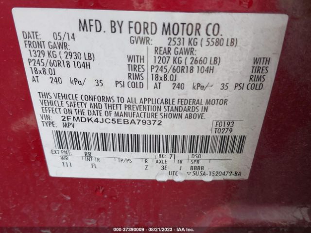 2FMDK4JC5EBA79372 Ford EDGE SEL
