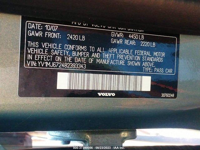 2008 VOLVO V50 2.5T VIN: YV1MJ672482393343