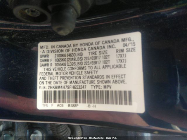 2HKRM4H79FH653247 Honda Cr-v Ex-l