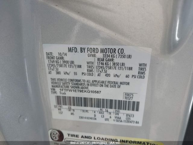 1FTFW1ET9EKG10587 Ford F-150 Xl/xlt/fx4/lariat