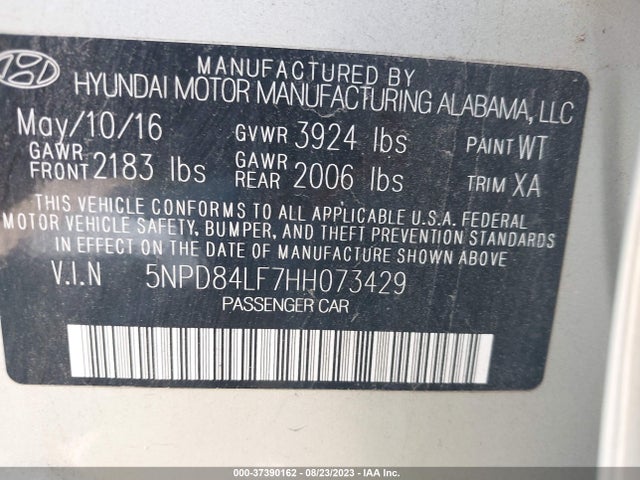 Hyundai ELANTRA SE 2017 5NPD84LF7HH073429 Image 15