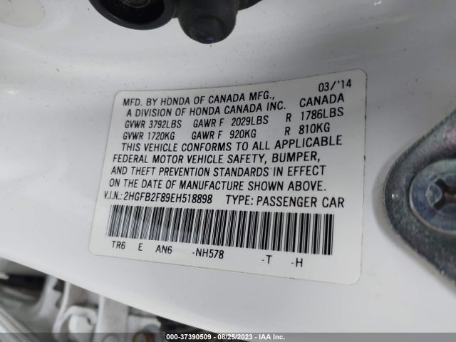 Honda Civic Sedan Ex 2014 2HGFB2F89EH518898 Image 9