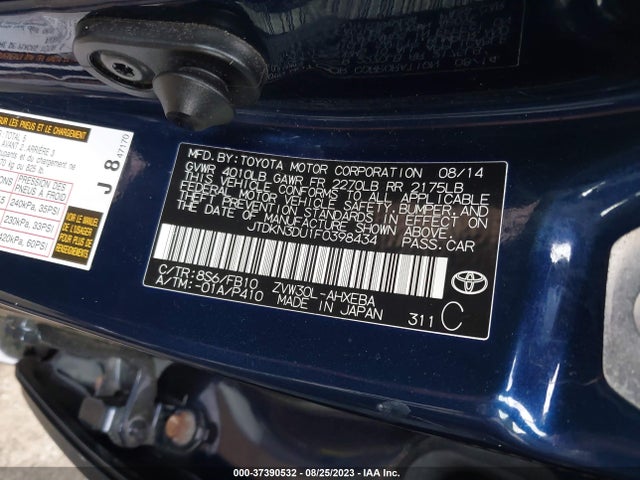 Toyota Prius Two 2015 JTDKN3DU1F0398434 Image 9