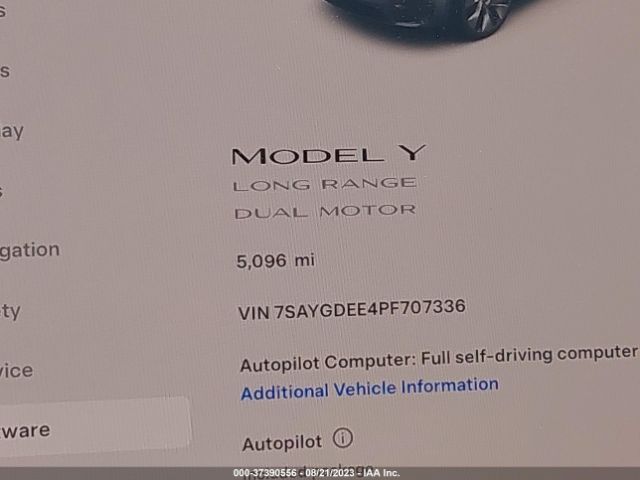 7SAYGDEE4PF707336 Tesla Model Y Long Range