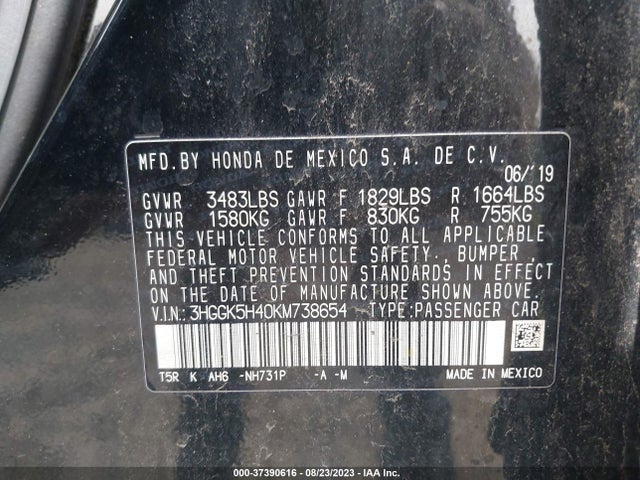 Honda FIT LX 2019 3HGGK5H40KM738654 Image 9