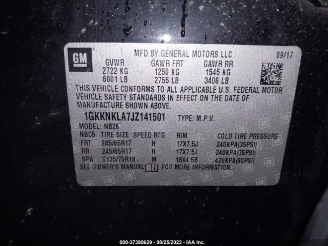 1GKKNKLA7JZ141501 GMC ACADIA SLE