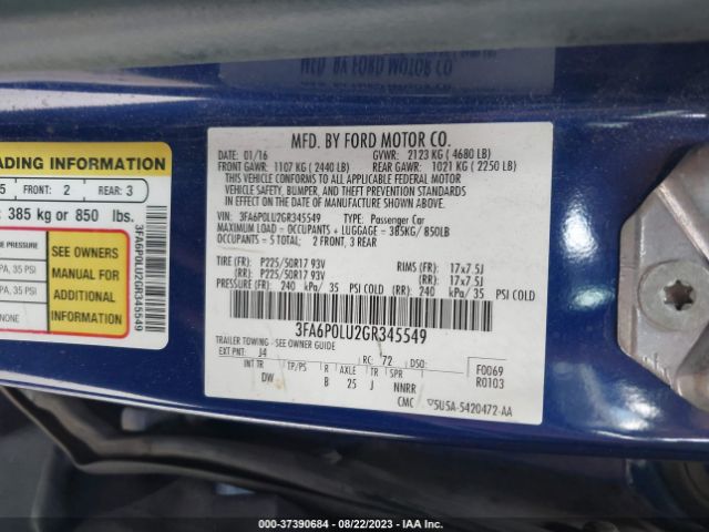 3FA6P0LU2GR345549 Ford Fusion Se Hybrid