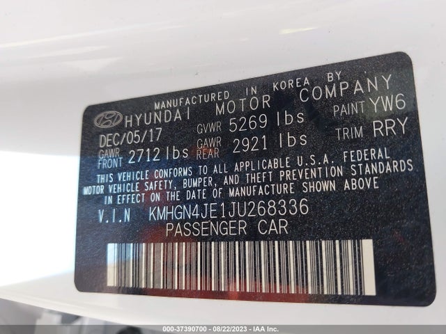 Genesis G80 3.8l 2018 KMHGN4JE1JU268336 Image 9