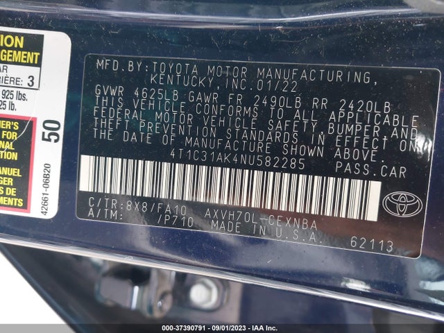 Toyota Camry Hybrid Le 2022 4T1C31AK4NU582285 Image 16