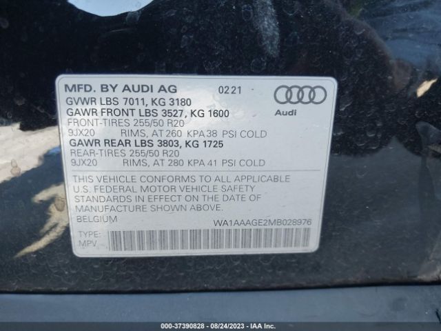 WA1AAAGE2MB028976 Audi E-tron Premium Quattro