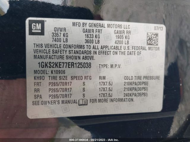 1GKS2KE77ER125038 GMC Yukon Xl Slt