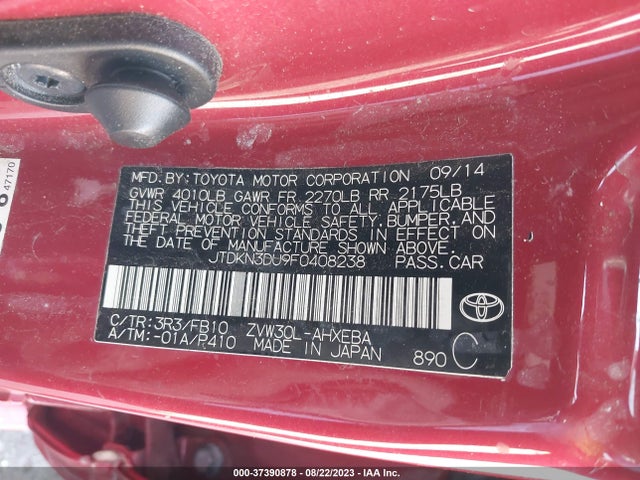 Toyota Prius Four 2015 JTDKN3DU9F0408238 Image 9