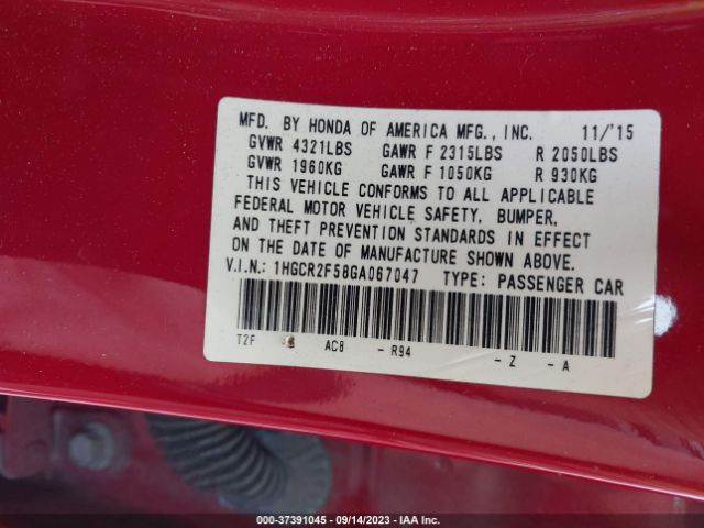 1HGCR2F58GA067047 Honda Accord Sedan Sport