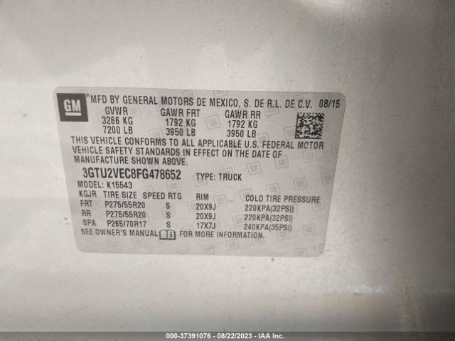 3GTU2VEC8FG478652 GMC Sierra 1500 Slt