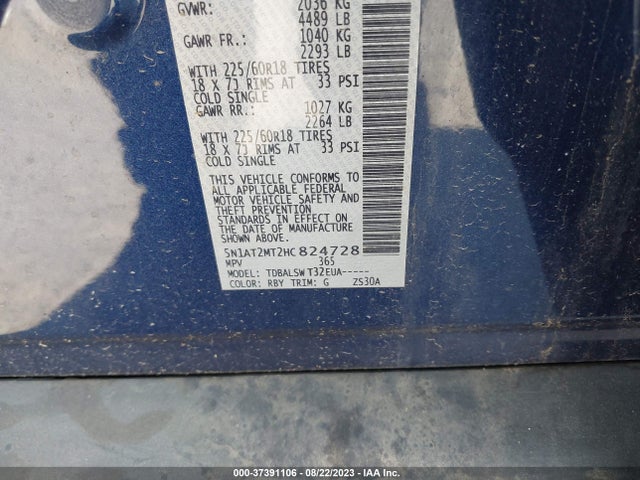 Nissan Rogue Sl 2017 5N1AT2MT2HC824728 Image 9