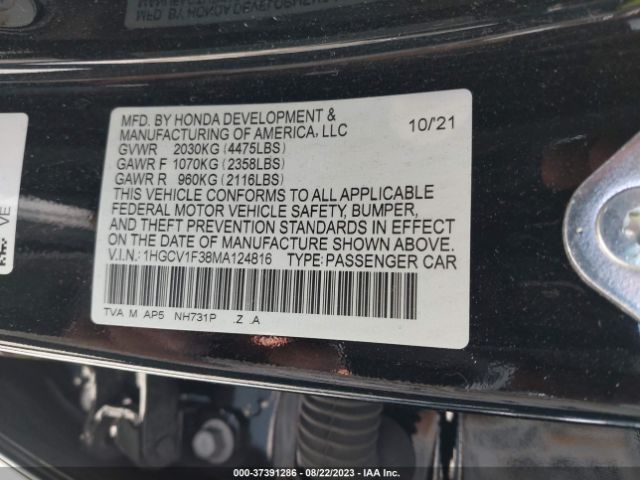 1HGCV1F38MA124816 Honda Accord Sedan Sport
