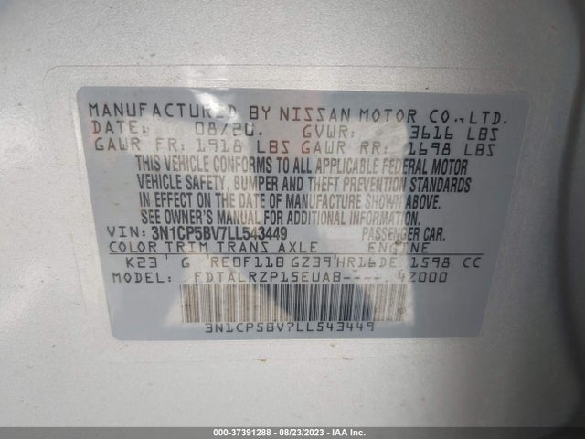 Nissan KICKS S 2020 3N1CP5BV7LL543449 Image 9