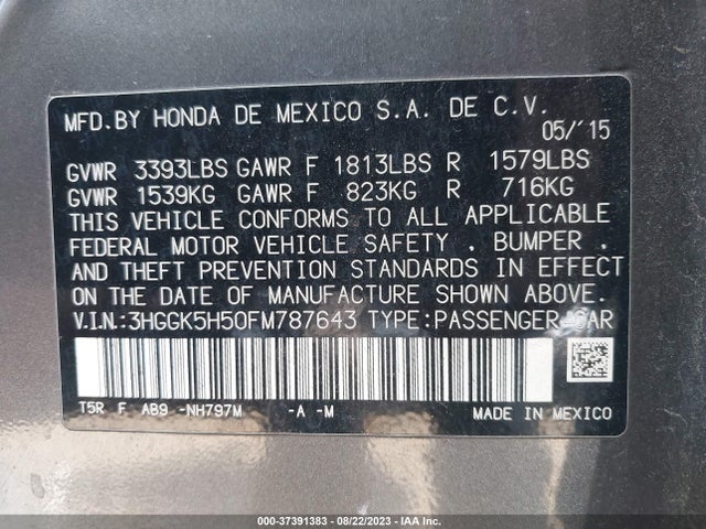 Honda FIT LX 2015 3HGGK5H50FM787643 Image 9