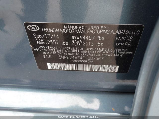 2015 HYUNDAI SONATA 5NPE24AF4FH087567 Photo 8