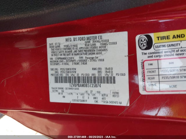 Продажа на аукционе авто 2011 Ford Mustang V6, vin: 1ZVBP8AM0B5135874, номер лота: 37391469