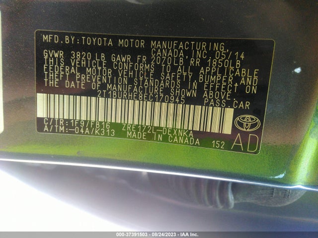 Toyota Corolla L/le/s/s Plus/le Plus 2014 2T1BURHE8EC170945 Image 10