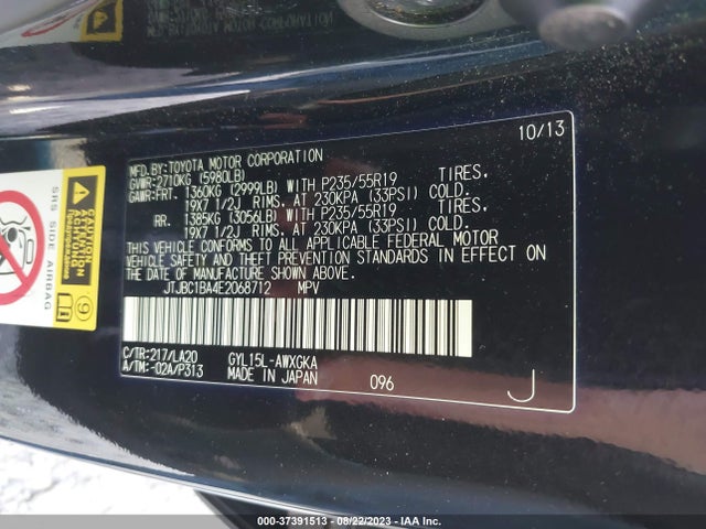 JTJBC1BA4E2068712 Lexus RX 450H