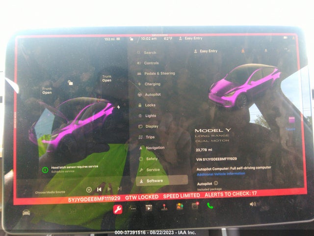 2021 TESLA MODEL Y LONG RANGE VIN: 5YJYGDEE8MF111929