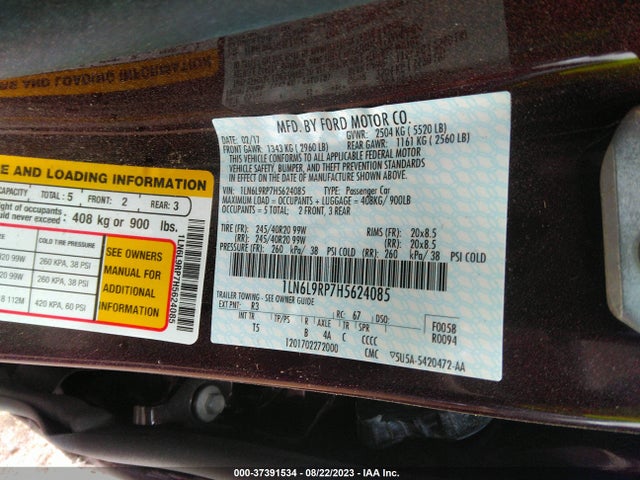 Lincoln Continental Reserve 2017 1LN6L9RP7H5624085 Image 9