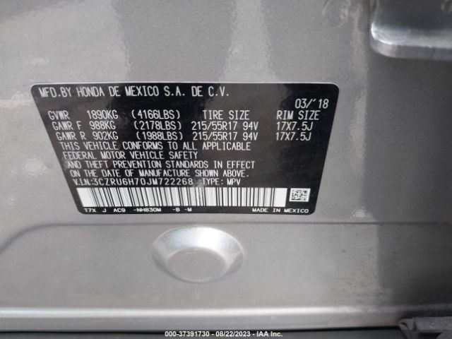 3CZRU6H70JM722268 Honda Hr-v Ex-l