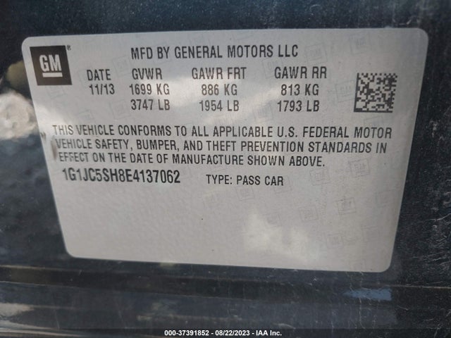 Chevrolet SONIC LT 2014 1G1JC5SH8E4137062 Image 9