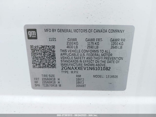 Chevrolet Equinox Premier 2022 2GNAXXEV1N6101082 Image 9