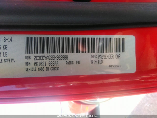 Dodge Challenger Sxt Plus 2014 2C3CDYAG2EH302988 Image 9