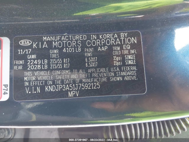 KIA SOUL + 2018 KNDJP3A51J7592125 Image 9