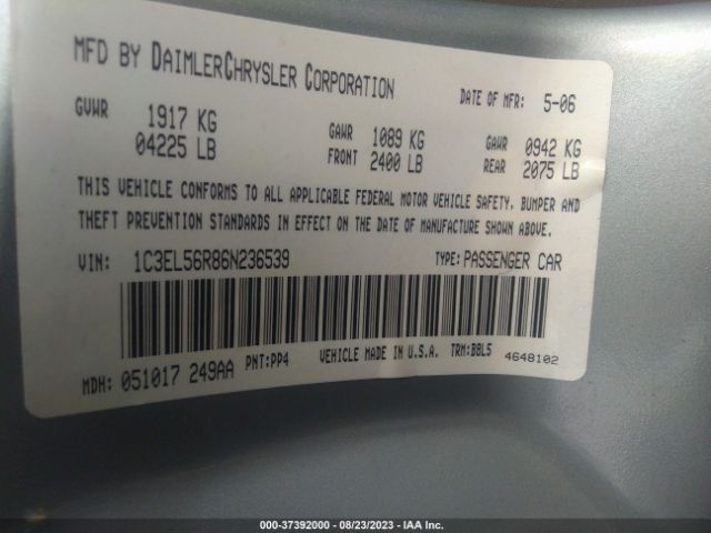 2006 CHRYSLER SEBRING SDN 1C3EL56R86N236539 Photo 8