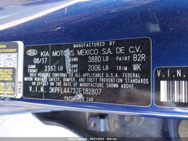 3KPFL4A73JE182807 KIA FORTE LX
