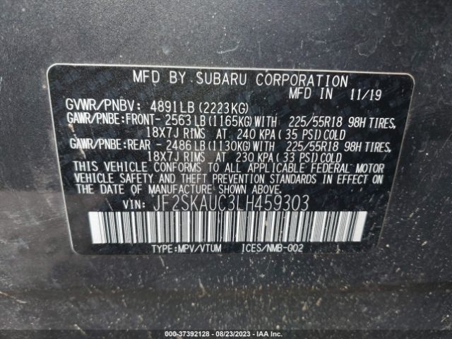 JF2SKAUC3LH459303 Subaru Forester Limited