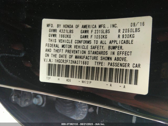 Honda Accord Sedan Ex 2017 1HGCR2F72HA071680 Image 9