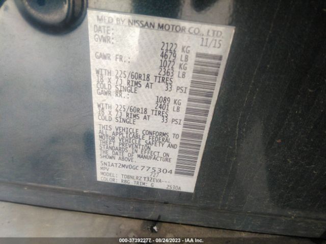 5N1AT2MV0GC775304 Nissan Rogue Sl
