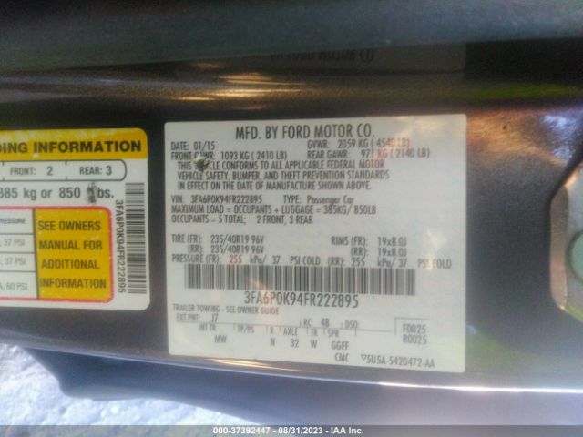 3FA6P0K94FR222895 Ford Fusion Titanium