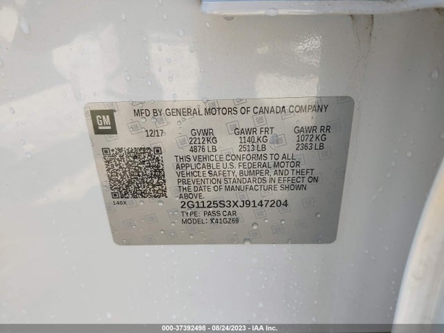 Chevrolet Impala Premier 2018 2G1125S3XJ9147204 Image 9