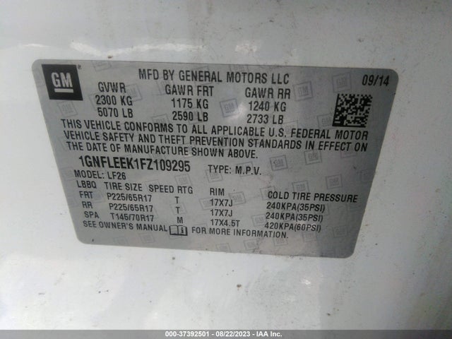 Chevrolet EQUINOX LS 2015 1GNFLEEK1FZ109295 Image 9
