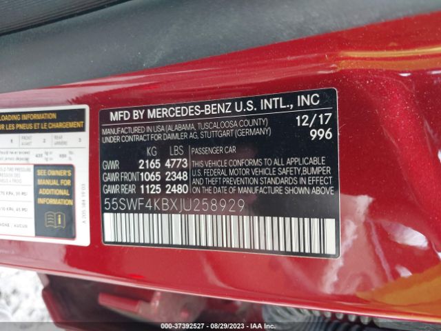 55SWF4KBXJU258929 Mercedes-Benz C-class C 300