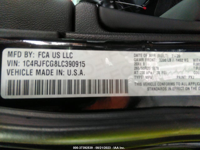 1C4RJFCG8LC390915 Jeep Grand Cherokee High Altitude