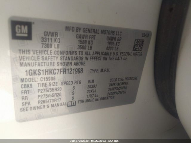 1GKS1HKC7FR121998 GMC Yukon Xl Slt