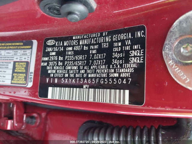 KIA SORENTO LX 2015 5XYKT3A65FG555047 Image 16