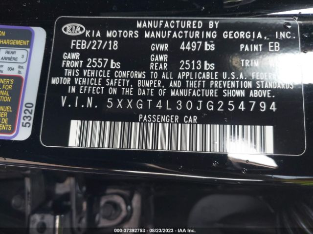5XXGT4L30JG254794 KIA Optima S
