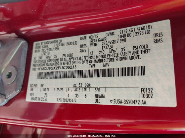 1FMCU9GX2FUC06233 Ford ESCAPE SE